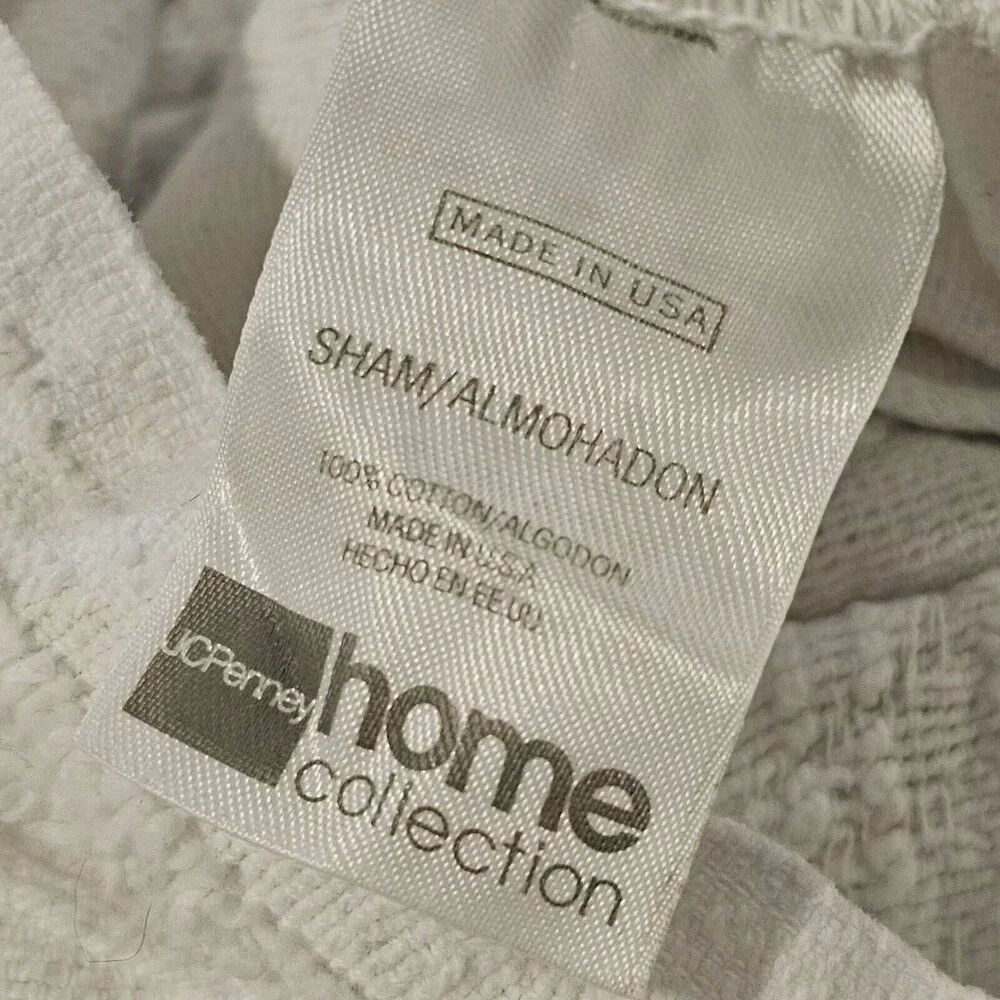 Chenille Pillow Shams Set of 2 White Cotton Standard 20X28 Fringe Floral Cottage